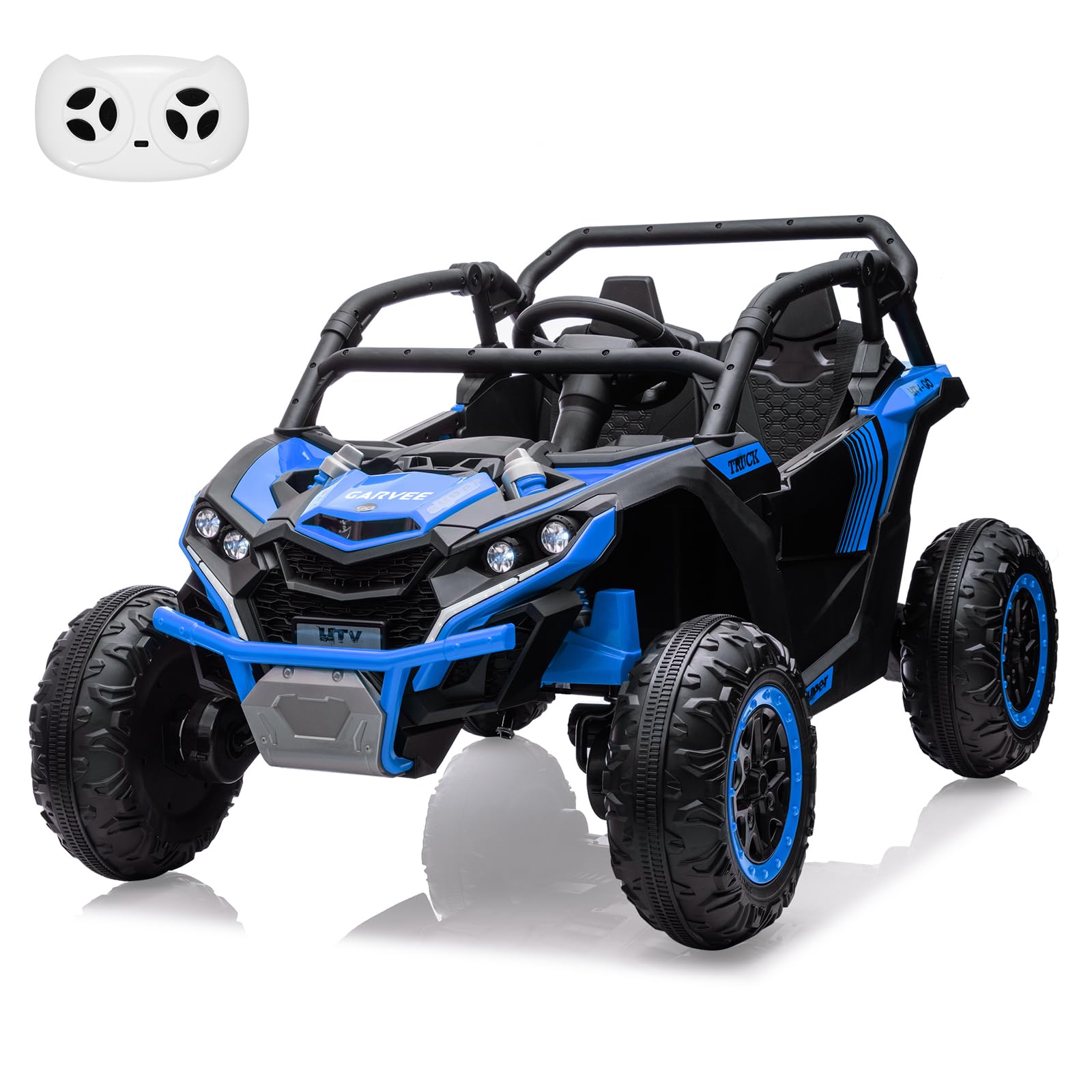 Garvee 24V 2-Seater Kids Ride on Car with Remote Control 4WD Electric Truck, Ride on Toy Off-Road UTV with 4-Wheel Shock Absorber, LED Lights, Music