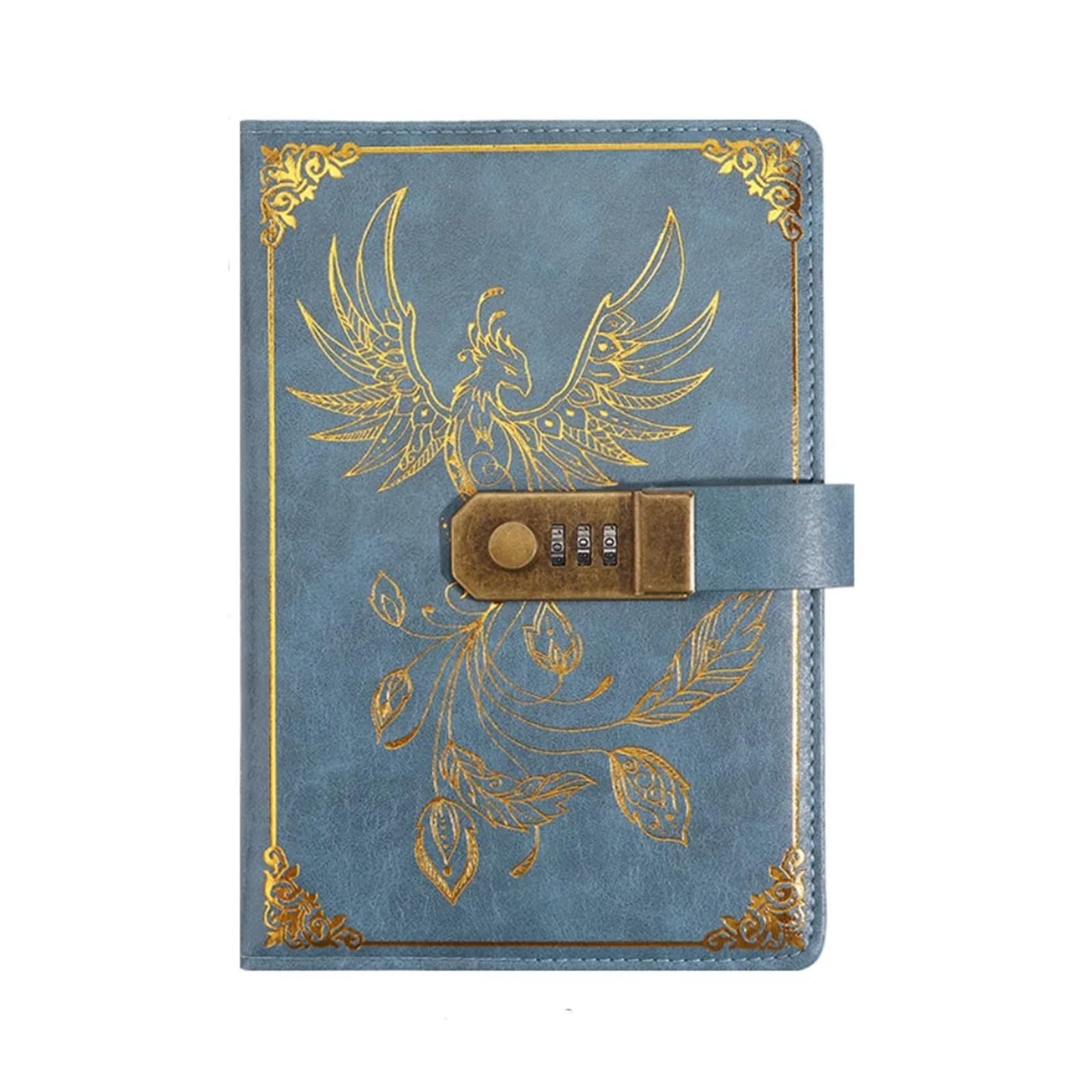 Carnet Secret Carnet de Notes avec Mot de Passe, carnet de Notes rétro A5 avec Cadenas, Protection des Secrets, 200 Pages, Journal de Voyage for étudiant(Style1-Blue)