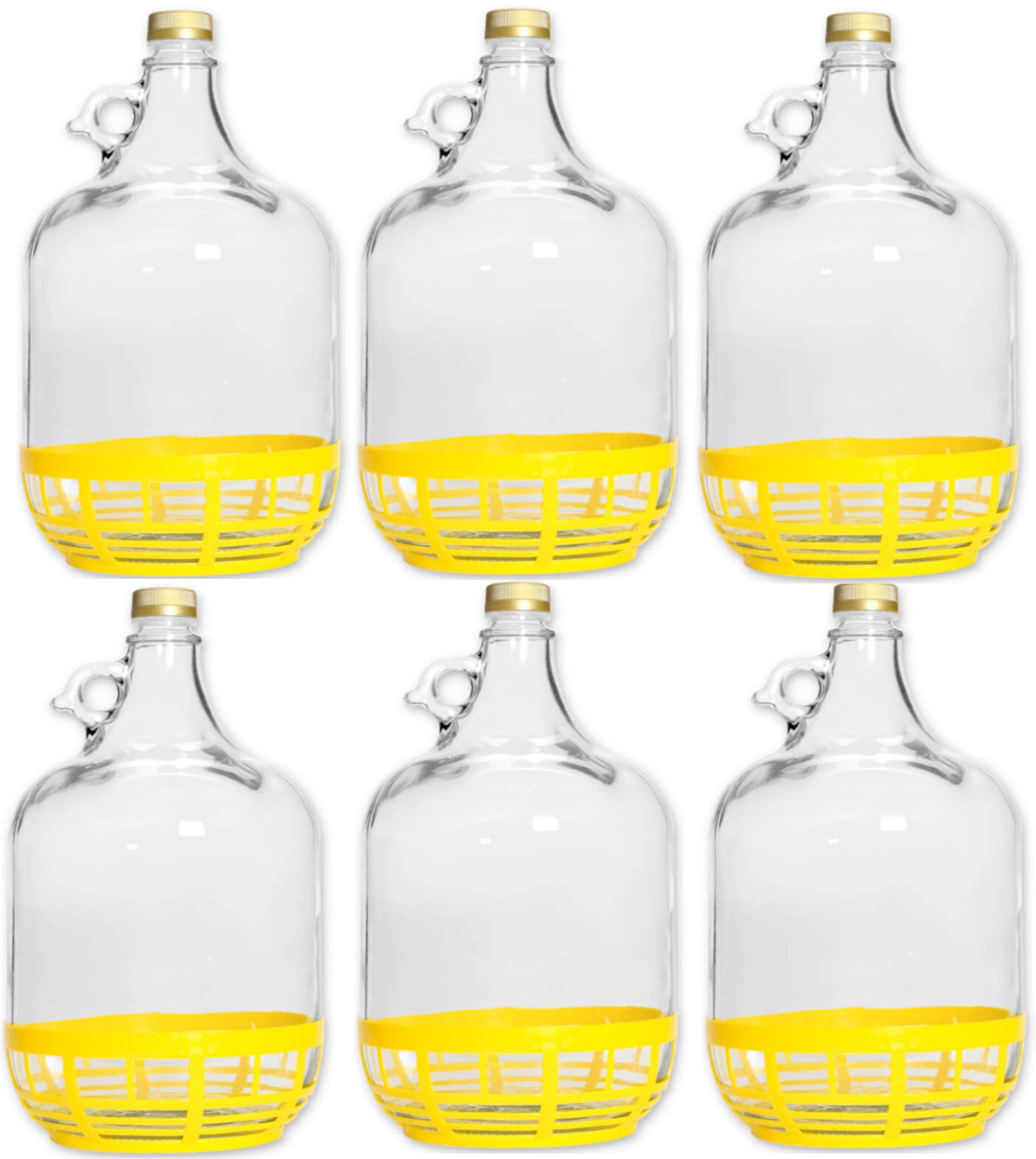 lilawelt24 6 STÜCK 5L GLASBALLON mit Kunststoffkorb Weinballon GÄRBALLON GLASFLASCHE