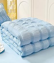 Odot Coverless Duvet King 4.5 Tog 200X230 cm - Summer Blue Coverless Duvet King Size Quilted Comforter with Organza Design, Elegant Cozy & Lightweight Bedspreads Blanket Throw For Bed