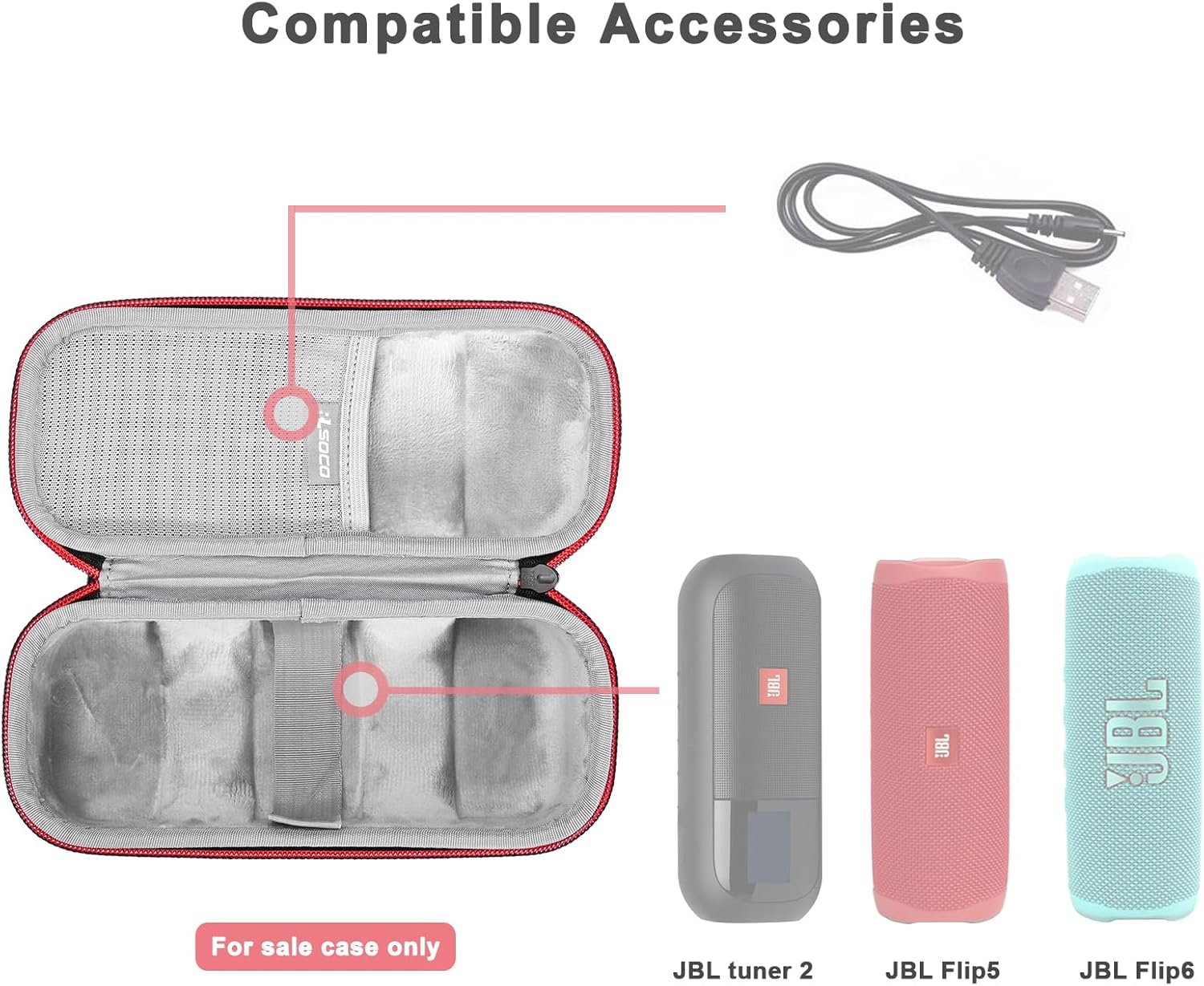 RLSOCO Case for Audio Speakers,Hard Case for JBL FLIP 5/FLIP 6/FLIP 7/FLIP 4/FLIP Essential 2/FLIP Essential Waterproof Portable Bluetooth Speaker & JBL Tuner 2 Portable DAB DAB+ FM Radio (Black) - Image 2