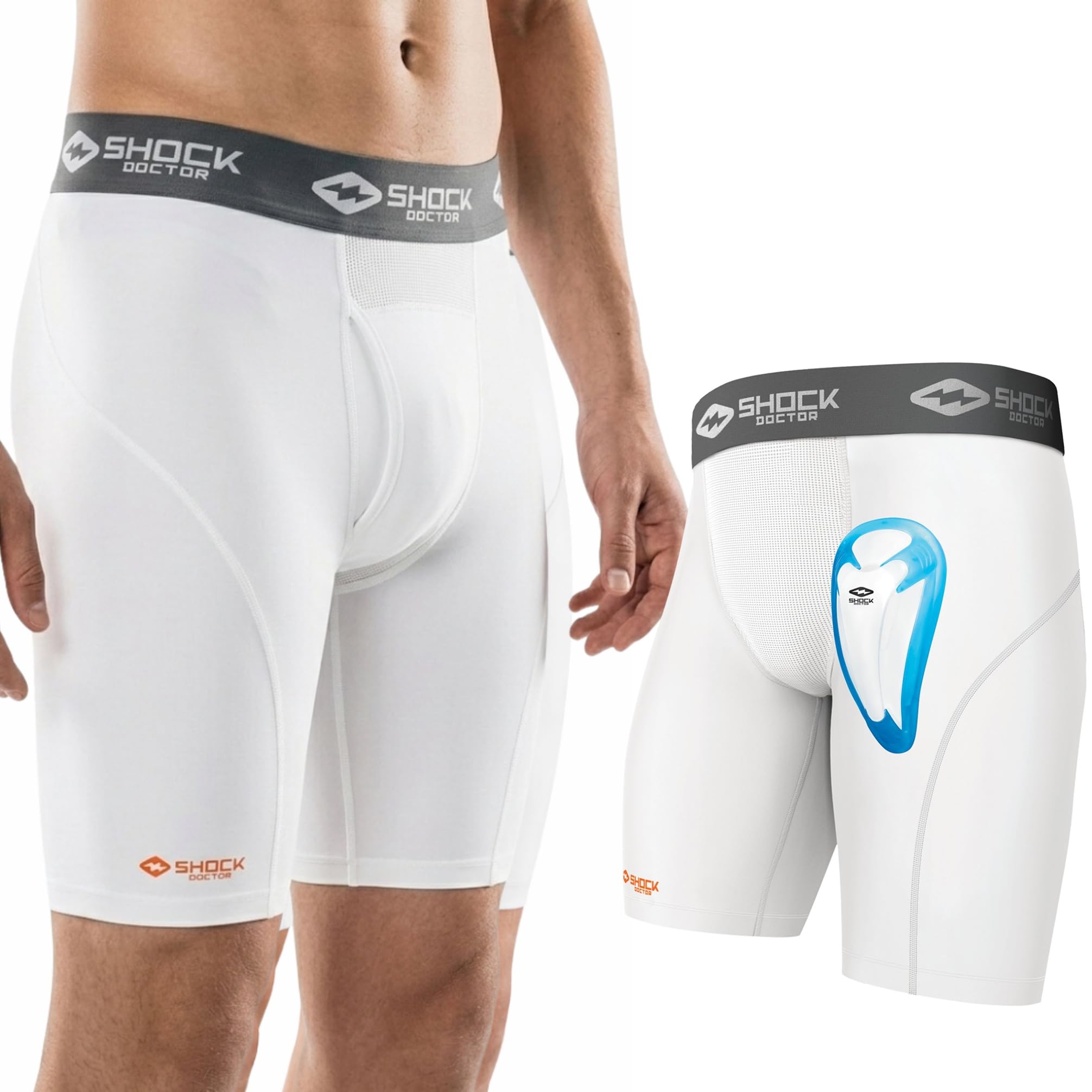 Shock Doctor 221 Short Compression with BioFlex Cup — Athletic Support with Comfort and Compression for Maximum Range of Motion — Youth and Adult (One Pair Shorts & Athletic Cup)