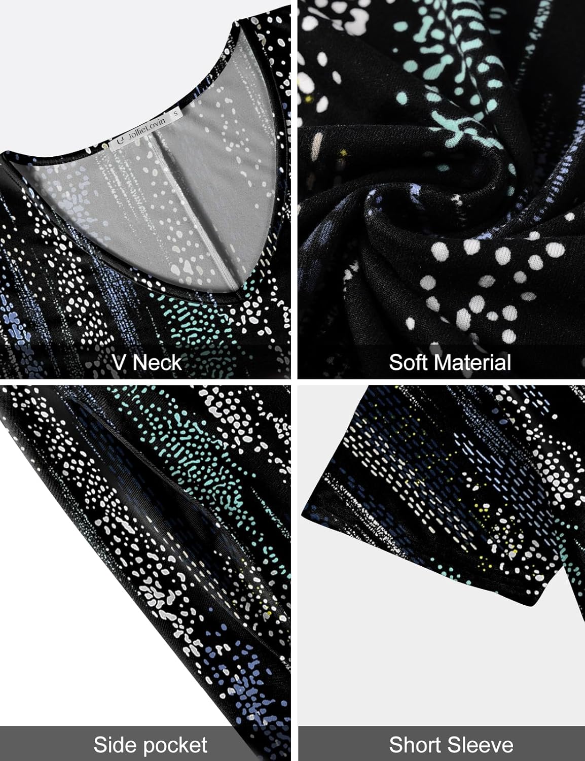 JollieLovin Women T Shirt Plus Size Summer Swing Dresses Short Sleeve V Neck Loose Casual Dress(L-5X) - Image 5