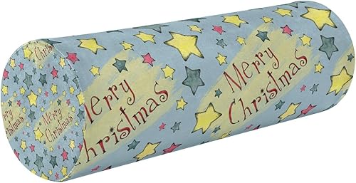 Miniatura 1 de JUNZAN Acuarela Invierno Estrellas Feliz Navidad Almohada Spa Cuello Roll Almohada Redonda Almohada para Sillas para Soporte Cervical Cilindro