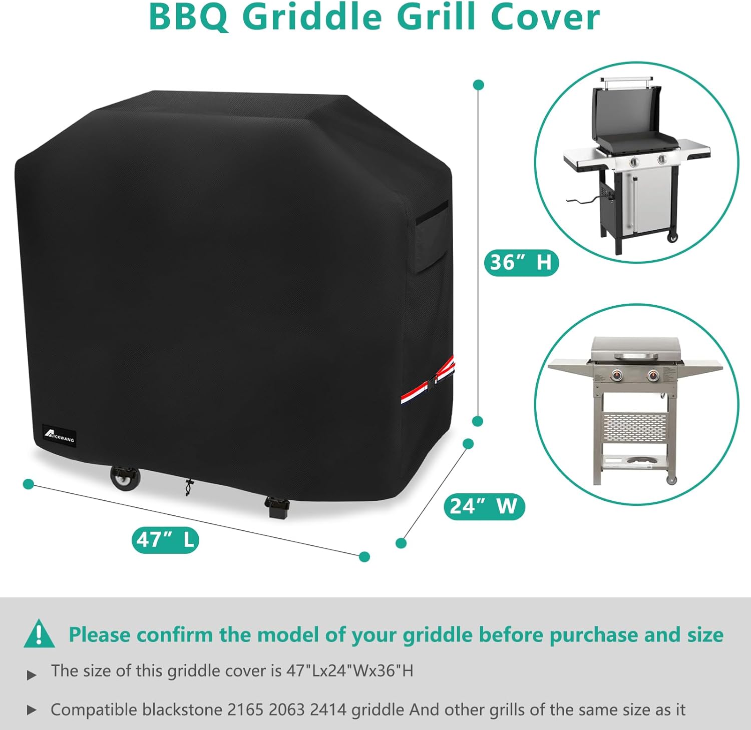 Heavy Duty Waterproof Grill Cover for Blackstone Model 2165 Pro Series 2 Burner 22 Inch Propane Griddle with Hood, Outdoor Durable Blackstone 2165 2414 BBQ Griddle Grill Cover(Cover Only)