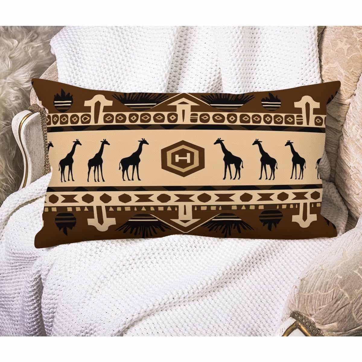 Ekobla African Animal Farmhouse Oblong Rectangle Throw Pillow Covers Giraffe Tribal Ethnic Ancient Wildlife Geometric Art Lumber Decorative Throw Cushion Cover Pillowcases Rectangle 12X20 Inches
