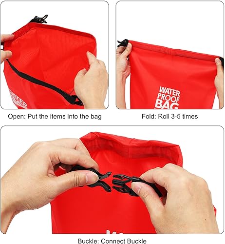 Miniatura 4 de PATIKIL Bolsa seca impermeable de 12 litros, bolsa seca portátil, bolsa de almacenamiento ligera y seca para gimnasio, kayak, senderismo, natación,