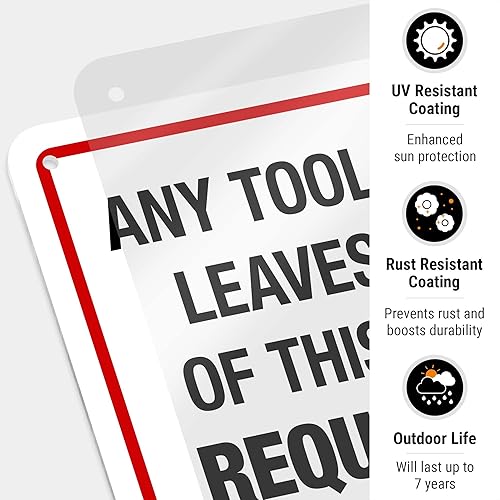 Miniatura 7 de Any Tool That Leave Out Of This Shop Requires A Security Deposit No Exception Sign, 10x7 Inches, Rust Free .040 Aluminum, Fade Resistant, Made in