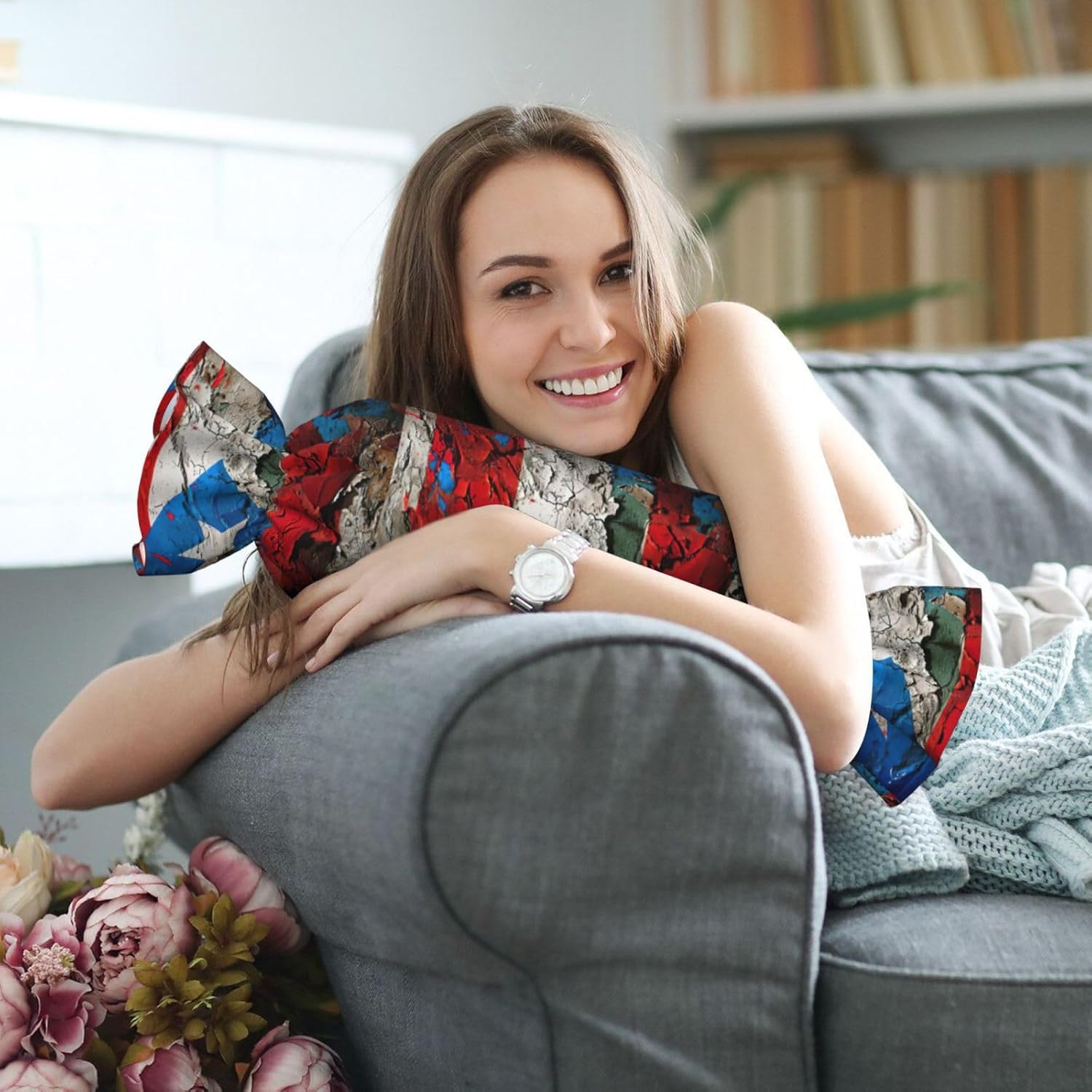 Puerto rico Wallpaper Flag Print Candy Cylindrical Pillow Round Bolster Pillows Versatile Use Decor Bedroom Travel