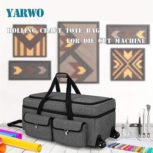Miniatura 7 de YARWO Bolsa con ruedas compatible con Cricut Maker 3 Cricut Explore Air 2 3 Silhouette Cameo 4 bolsa de mano de doble capa con ruedas compatible con