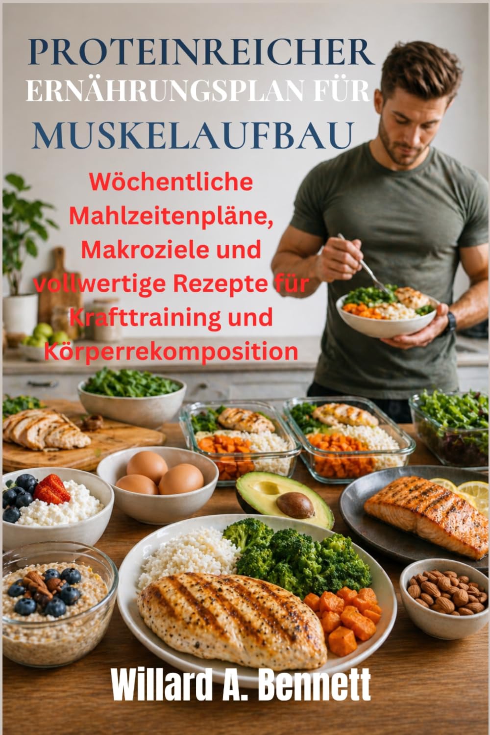 PROTEINREICHER ERNÄHRUNGSPLAN FÜR MUSKELAUFBAU: Wöchentliche Mahlzeitenpläne, Makroziele und vollwertige Rezepte für Krafttraining und Körperrekomposition
