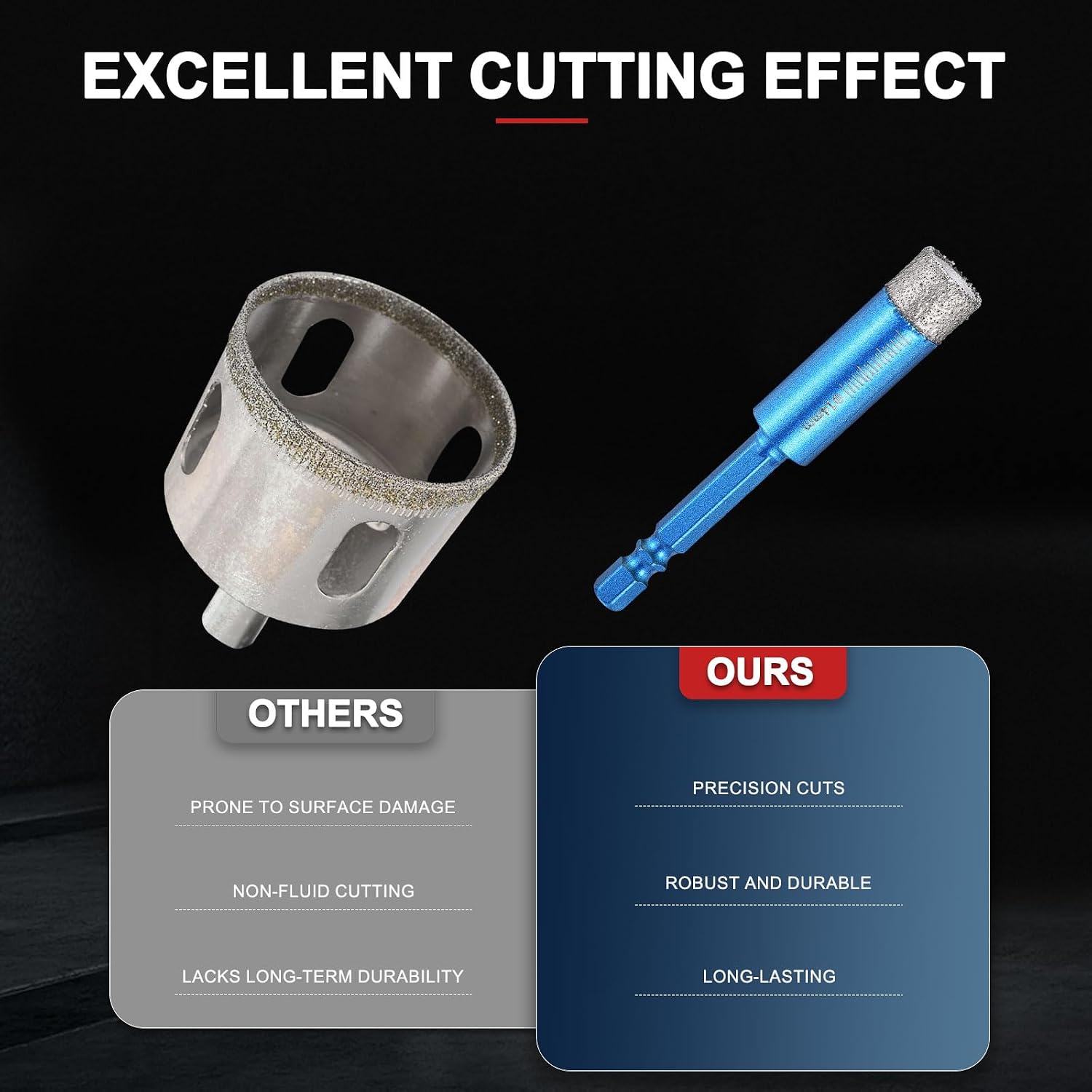 PATIKIL 5Pcs 9/16" Diamond Hole Saw 14mm Diamond Tip Hole Cutter Hex Shank for Hand Drilling Ceramic Porcelain Marble Tiles Stone Brick Hard Material - Blue