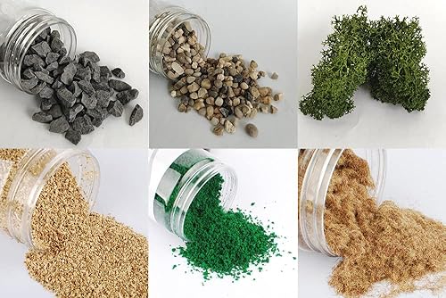 Miniatura 2 de 6X100ML Botella Paisaje Materials+49PCS Woodland Tuft War Wild Forest Scenery Basing Material Kit Set para Ferrocarril Ferrocarril Wargame Layout