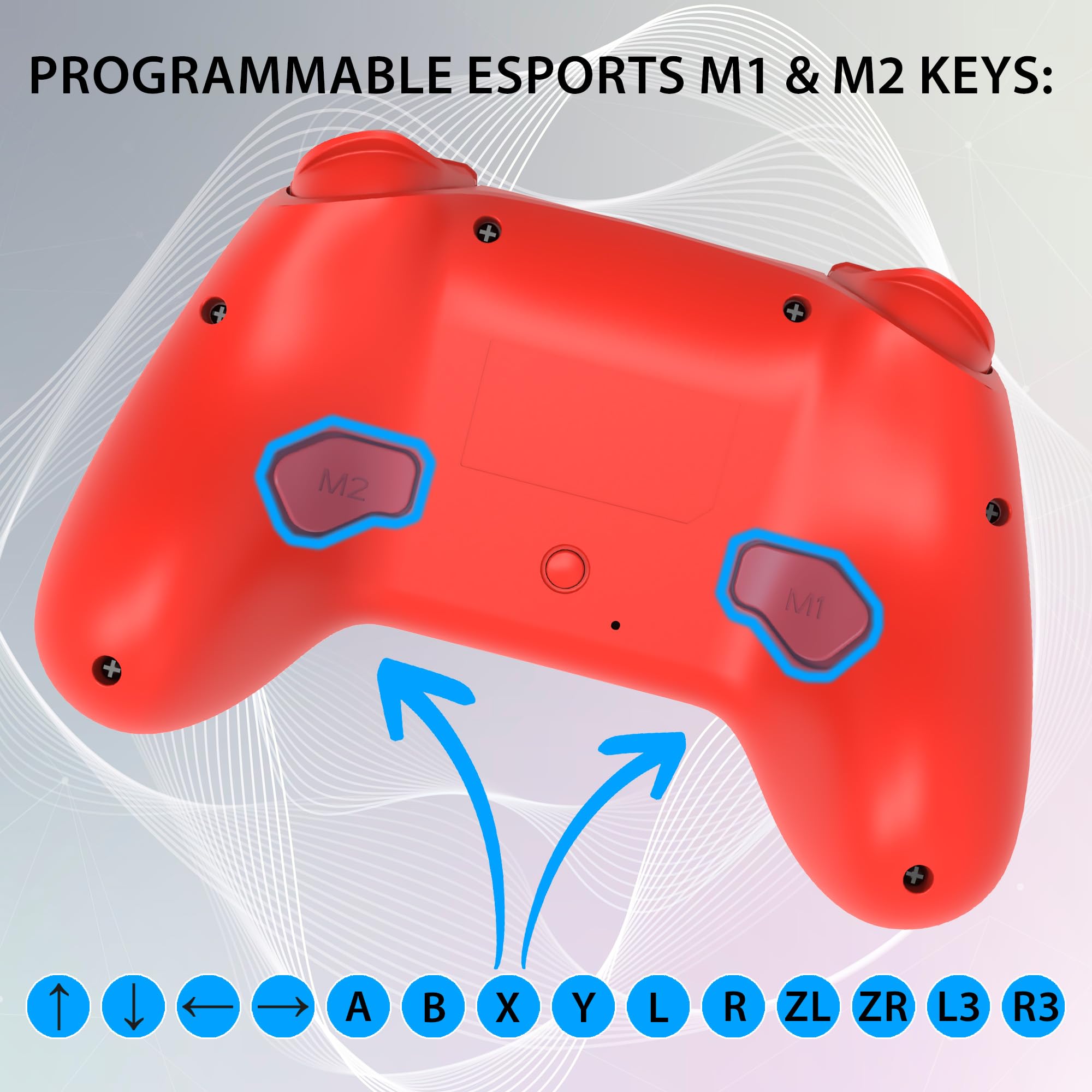 Subsonic – Mando para Nintendo Switch/Switch 2 - Mando Switch inalámbrico bluetooth con LED, vibración y giroscopio - Rojo