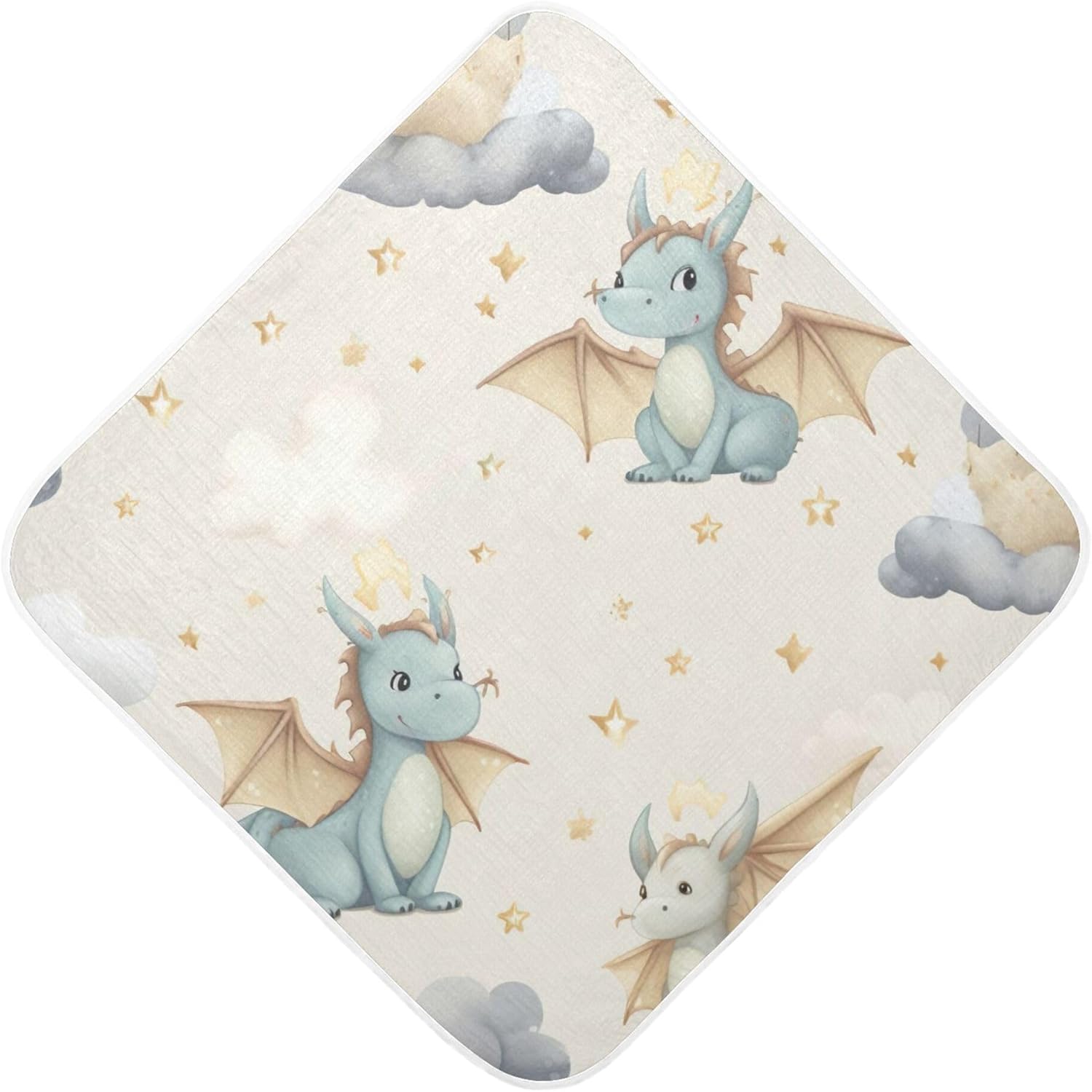 Qilmy Cute Dragon Baby Towel Ultra Soft Hooded Towels for Baby Boy Girl, Ultra Absorbent Bath Towels Newborn Shower Gift 30 x 30 Inch