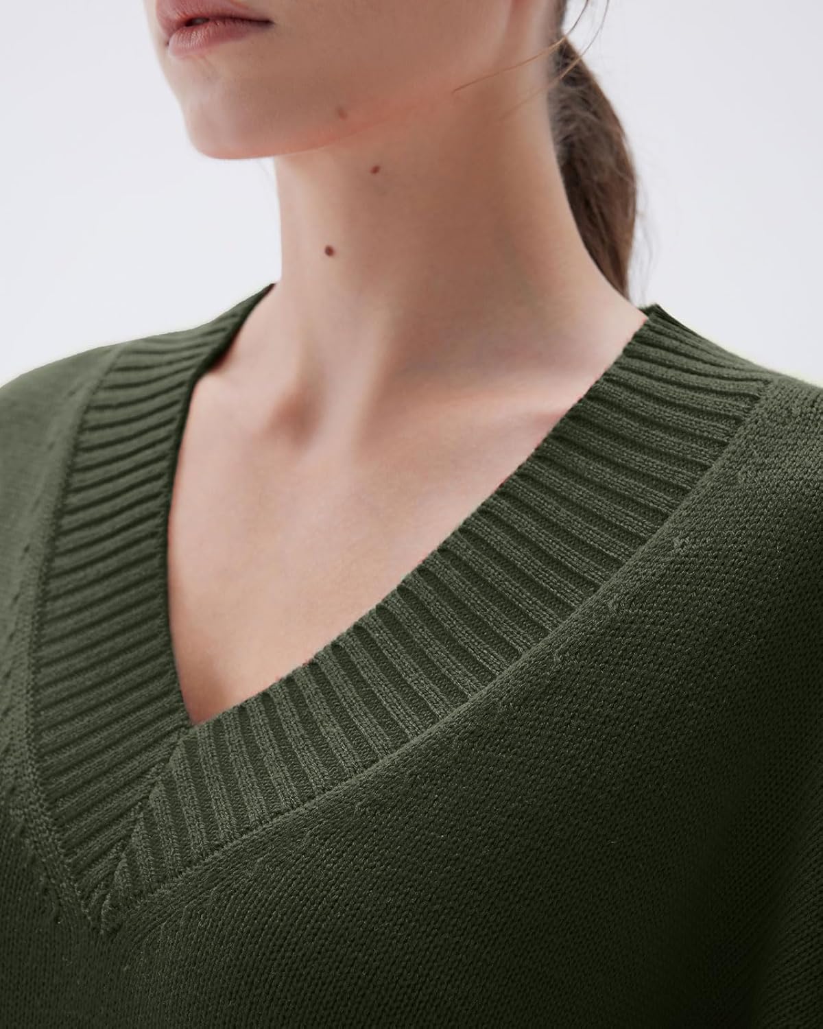 SUUKSESS Women Cashmere Blend Oversized V Neck Long Sleeve Pullover Sweaters - Image 3