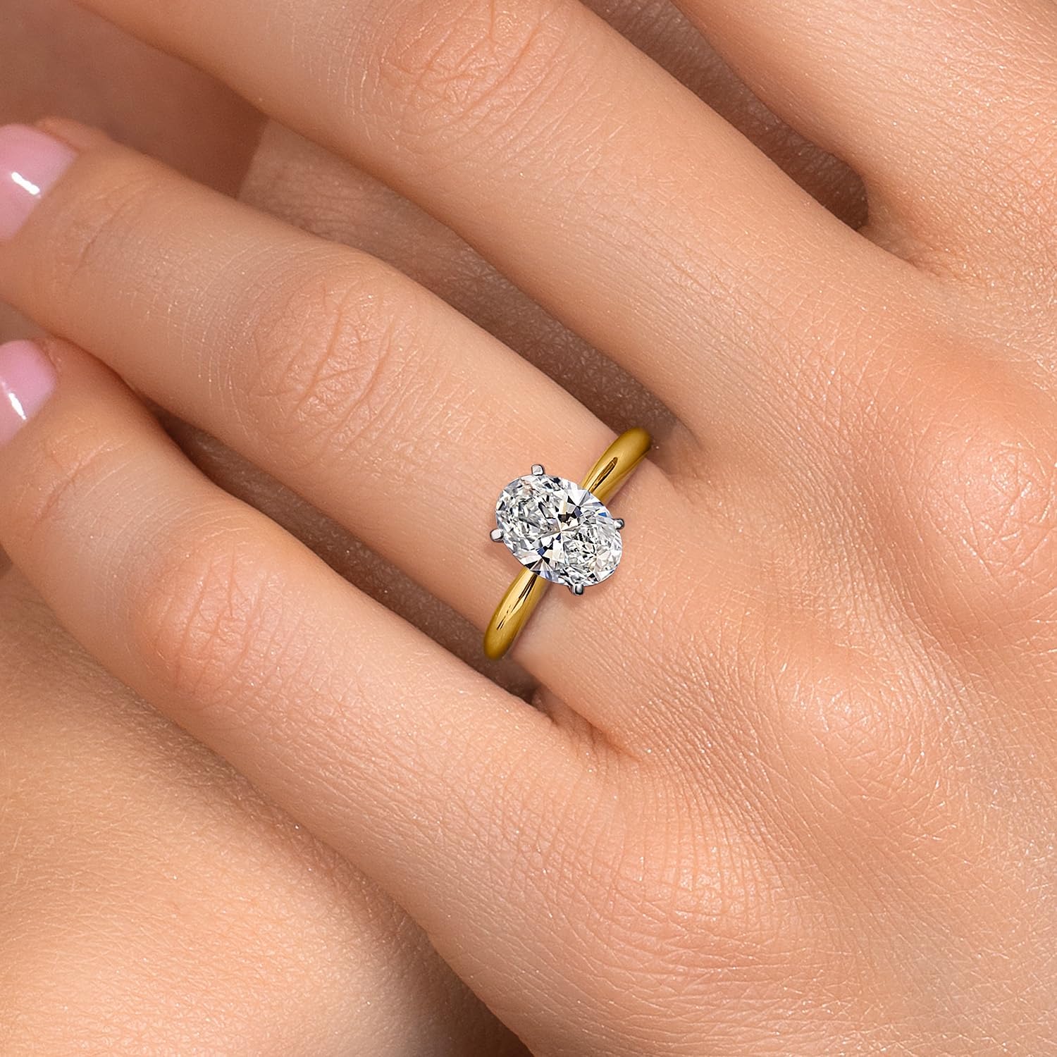 Gem Stone King 2.50 Cttw IGI Certified Lab Grown Diamond in 14K 2-Tone Gold Solitaire Engagement Ring for Women | Oval | E-F Color | VS1-VS2 Clarity - Image 3