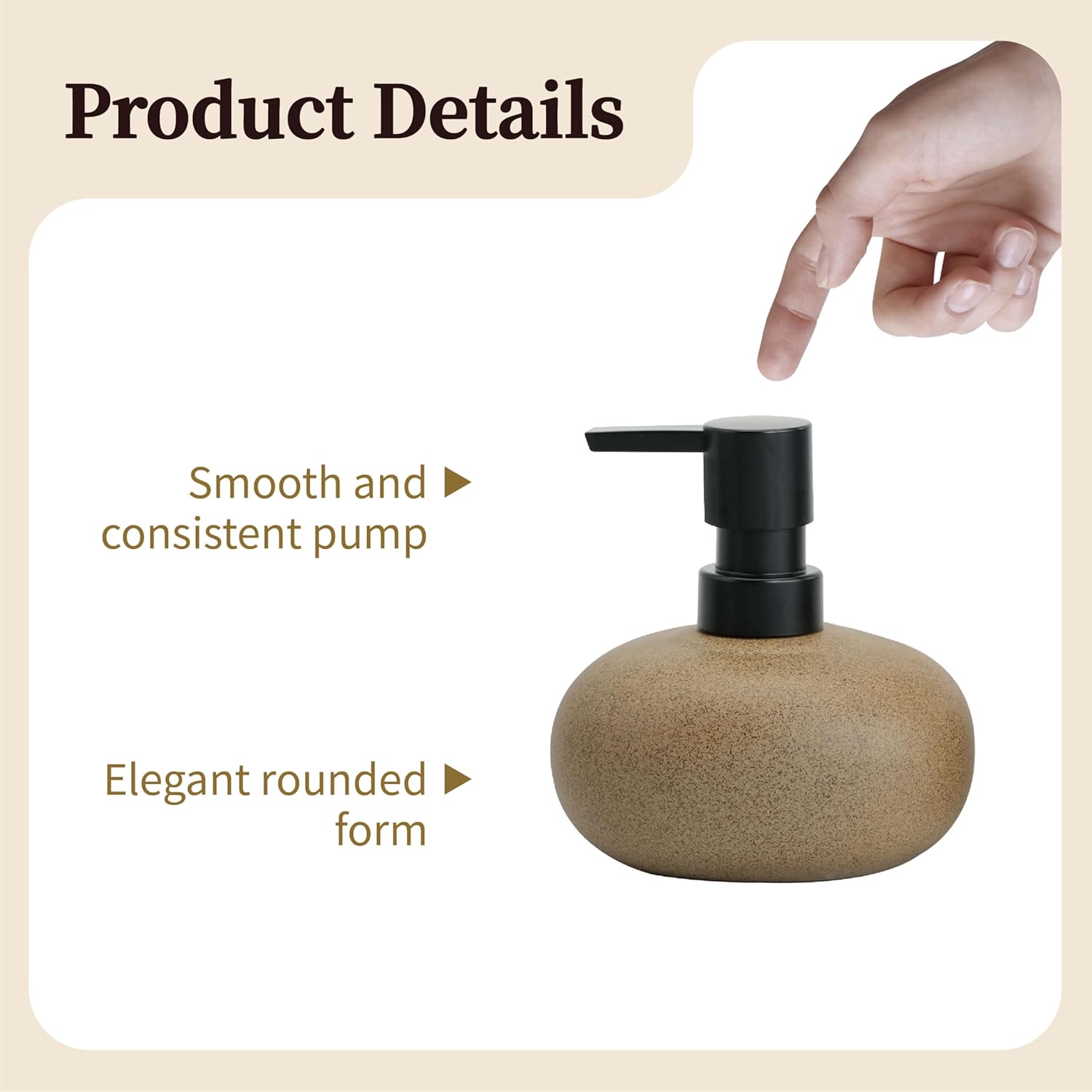 10oz Ceramic Hand Soap Dispenser, Elegant Liquid Soap Dispenser for Bathroom Countertop, Heavy & Sturdy Dish Soap Dispenser for Kitchen (Brown) - Image 8