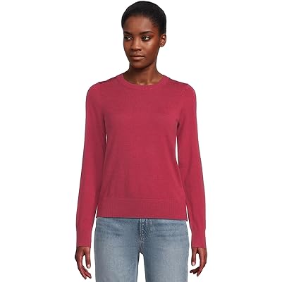 L.L.Bean Essential Merino Wool Crewneck Sweater muted plum heather