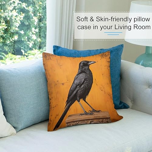 Miniatura 8 de Cojines Decorativos para Sala - Funda de cojín cuadrada decorativa suave de terciopelo naranja y negro para Halloween, de 18 x 18 pulgadas,