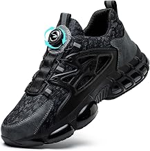 Safety Shoes Men Women Lightweight Breathable Sneakers Non-Slip Safety Shoes with Steel Toe Quick Adjustment of Laces 36-46 EU
