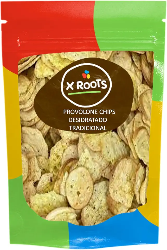 Provolone Chips Desidratado Tradicional 100gr Embalagem Abre e Fecha 100% Natural X-Roots