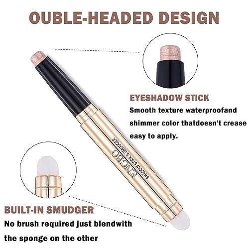 Miniatura 5 de NVLEPTAP Palitos de sombra de ojos en crema para sombra de ojos, lápiz de sombra de ojos con purpurina brillante, iluminador de larga duración,