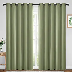 Yakamok 84 Inch Length Blackout Curtains for Bedroom, Light Blocking Drapes Room Darkening Thermal Insulated Solid Grommet Panels for Living Room, (70Wx84L, Sage Green, 2 Panels)