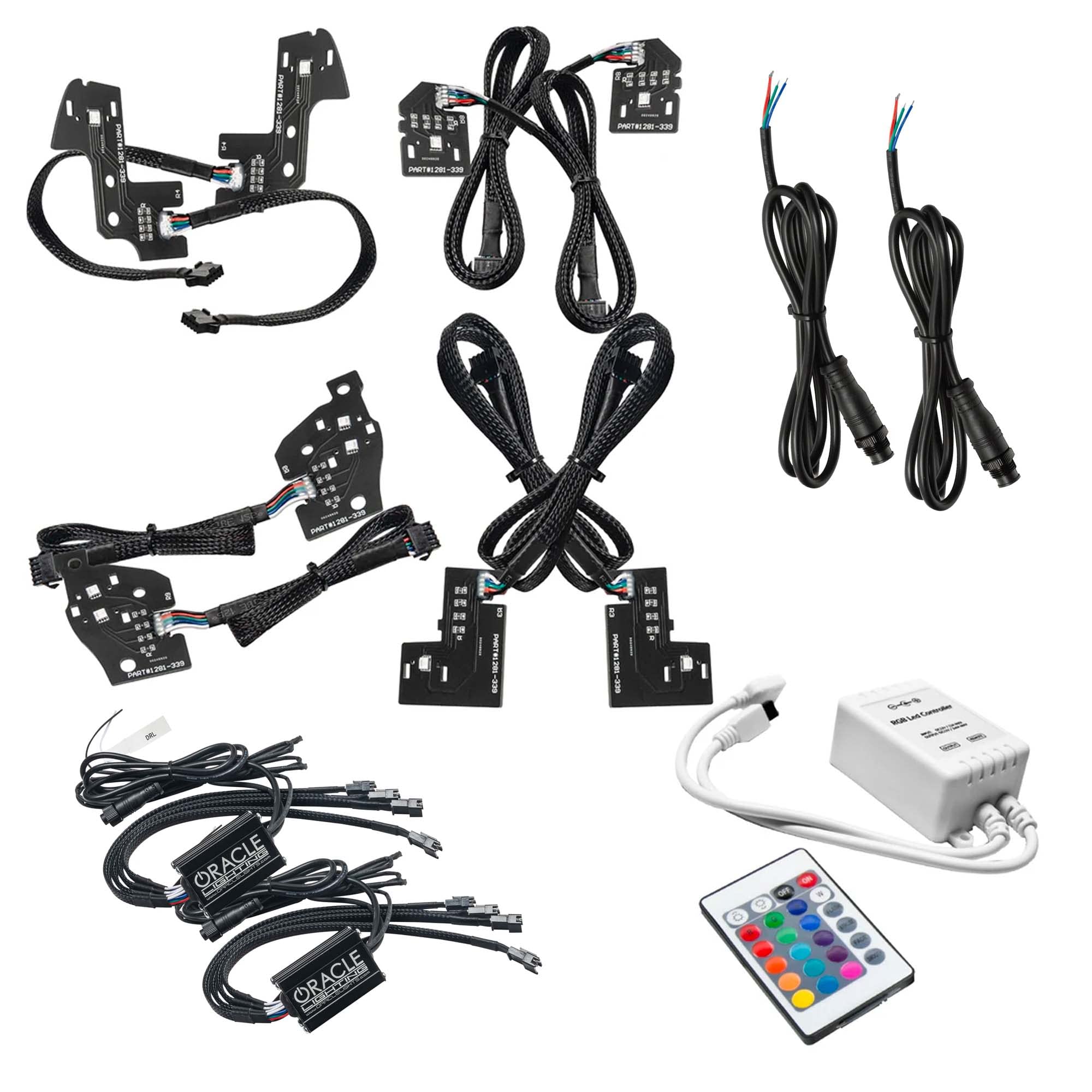 ORACLE LIGHTING ColorSHIFT RGB+W Headlight DRL Upgrade Kit | 2019-2023 Dodge RAM 1500 Reflector LED Headlights, 8 PCBs with Simple Controller, Part # 1281-504