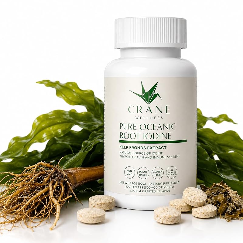 CRANE WELLNESS Suplemento de Iodo com Raiz de Kelp, 1.500 mcg por porção, 300 comprimidos