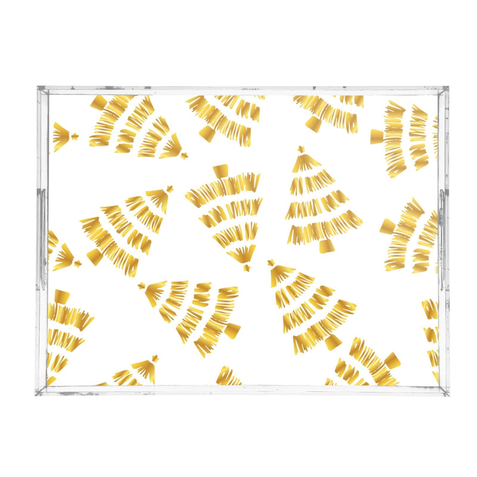 Bandeja transparente personalizada dibujada a mano con asas, bandeja transparente de 12 x 16 pulgadas, bandeja transparente a prueba de derrames, bandeja de desayuno acrílica