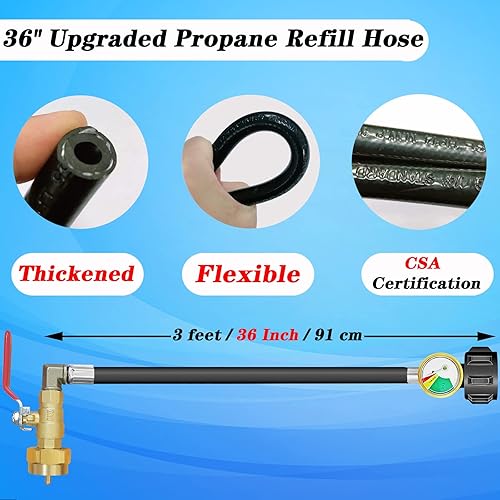Miniatura 3 de Boltigen Adaptador de repuesto de propano para tanques de 1 libra, adaptador de llenado de propano de 36 pulgadas, conector convertidor de llenado