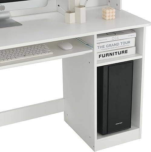 Miniatura 5 de ROCKPOINT, Axess - Escritorio para computadora con gabinete, bandeja para teclado y estantería para oficina en casa pequeña y habitación, escritorio