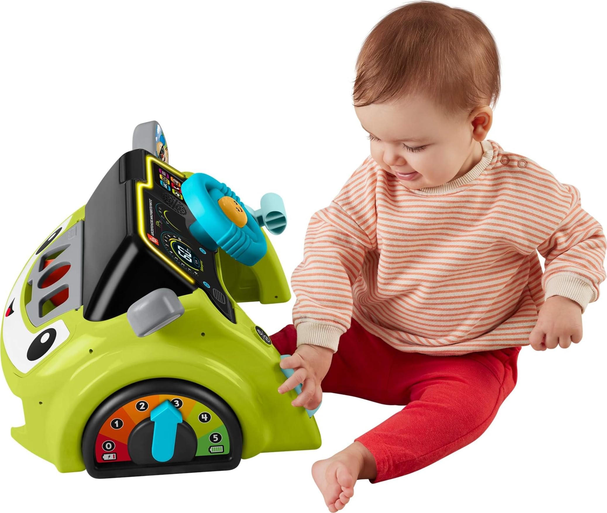 Fisher-Price Juguete de aprendizaje para bebés y niños pequeños, ríe y aprende sentado y conductor, centro de actividades con etapas inteligentes para mayores de 6 meses
