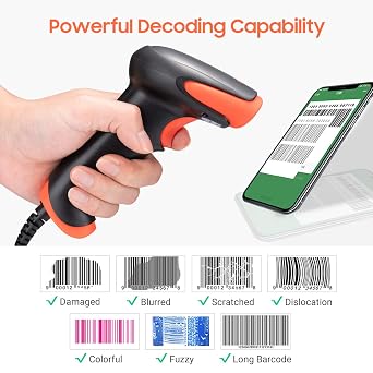 Tera Barcode Scanner 1D CCD Handheld : 1500 Pixel, Plug and Play, 1500C