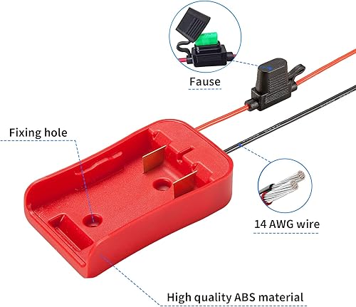 Miniatura 3 de Adaptador de rueda eléctrica compatible con batería Craftsman de 20 V con terminales de fusible y cable, conector de alimentación para robótica de