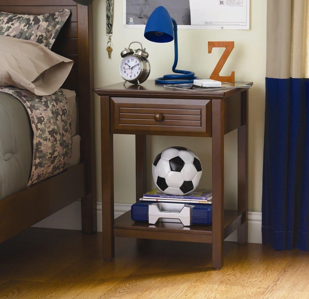 Dorel Asia Beadboard Nightstand, Walnut