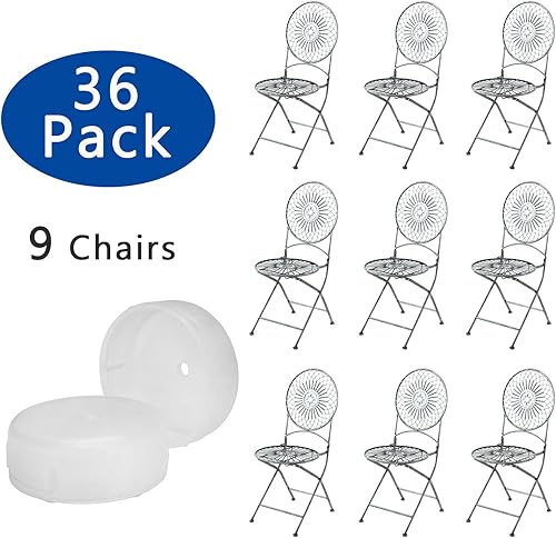 Miniatura 10 de HDbonemu Paquete de 36 protectores de suelo de hierro forjado de 1.5 pulgadas para muebles de patio, patas de silla al aire libre, color blanco