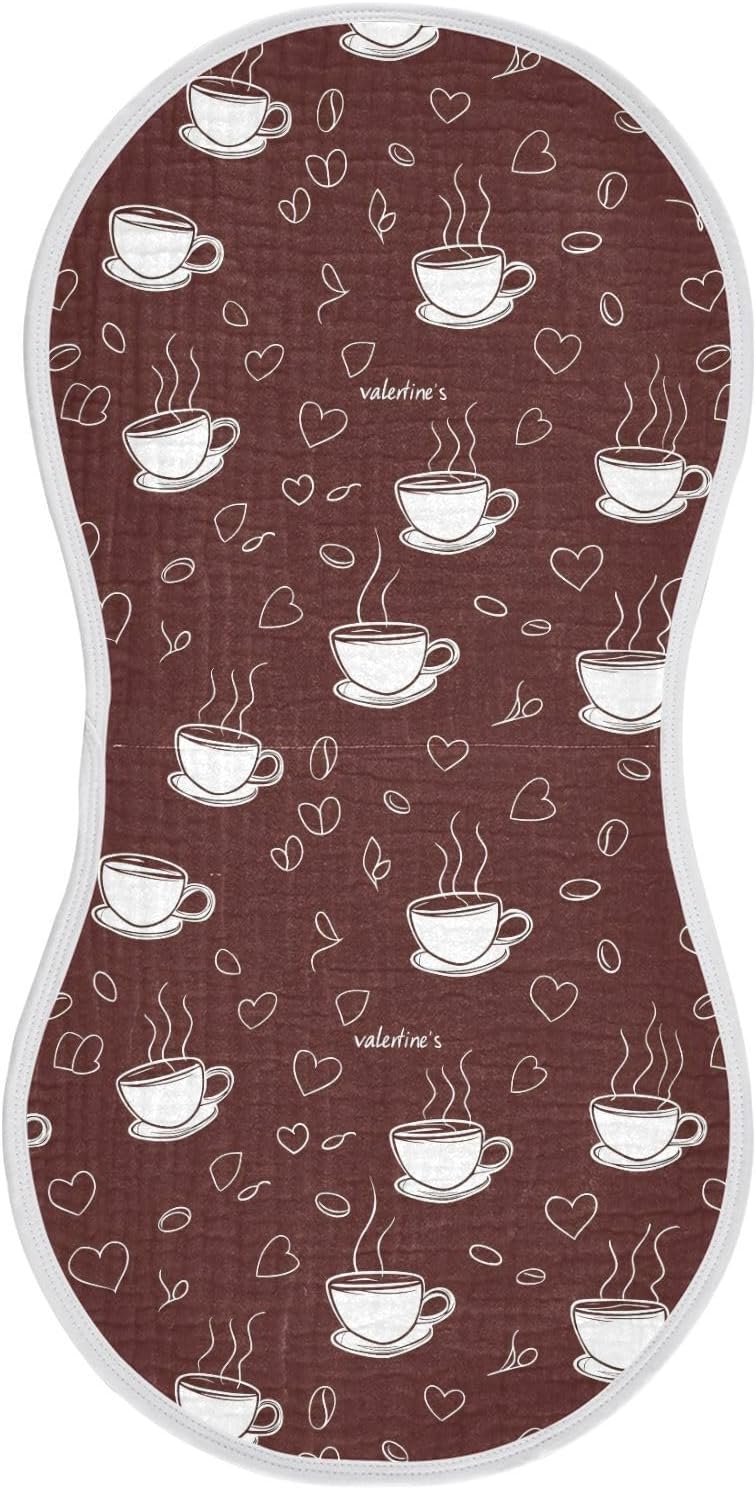 vvfelixl Baby Burp Cloths Cup Coffee Bean Baby Newborn Cotton Burping Cloths Set Babys Washcloths 4 Pack