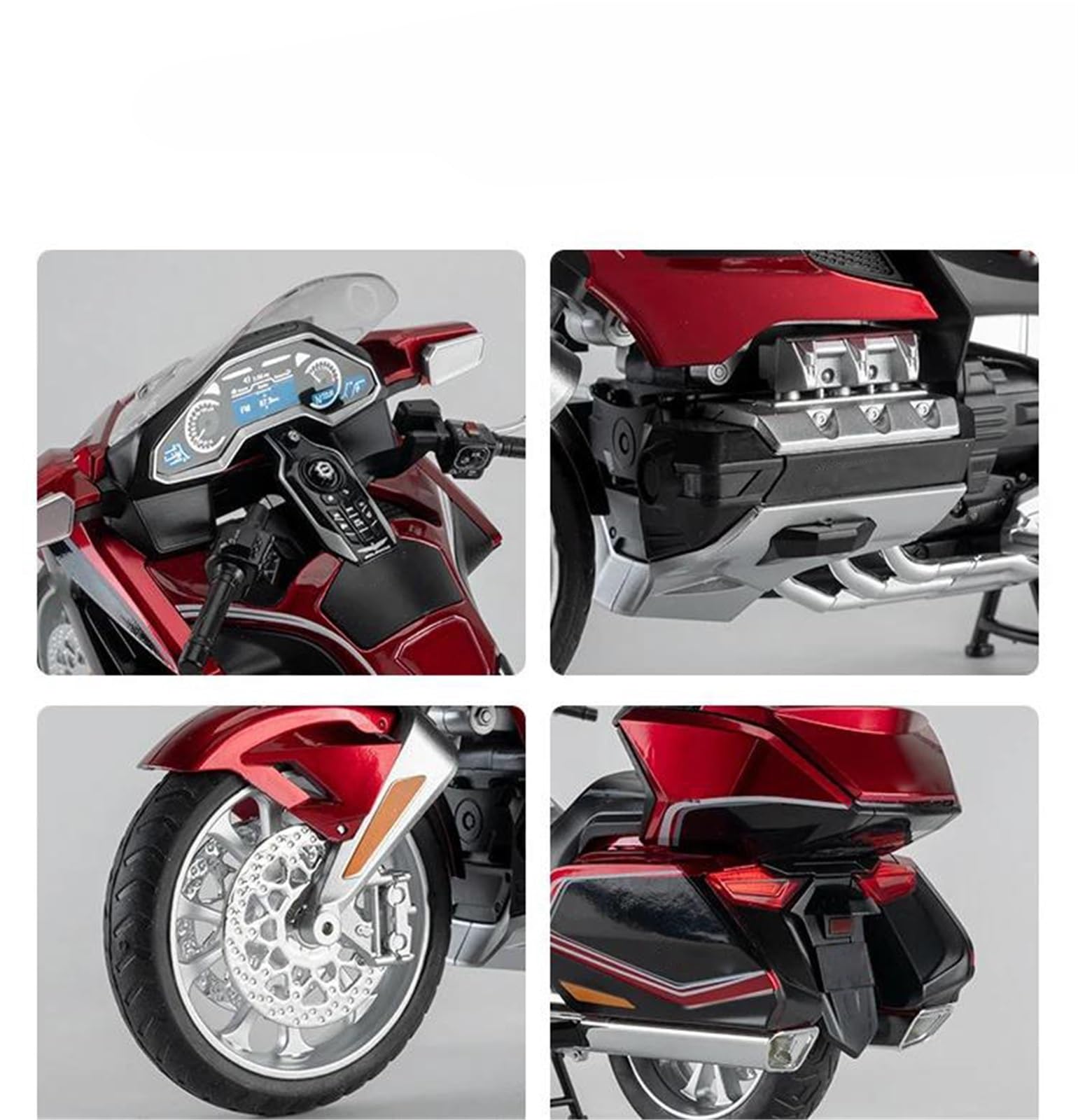 Modelo de Motocicleta Modelo Motocicleta Aleación Fundida A Presión Vehículo Colección con Sonido Y Luz, Todoterreno, Juguete, Coche 1:11 para Honda Gold Wing GL800 2021(White)
