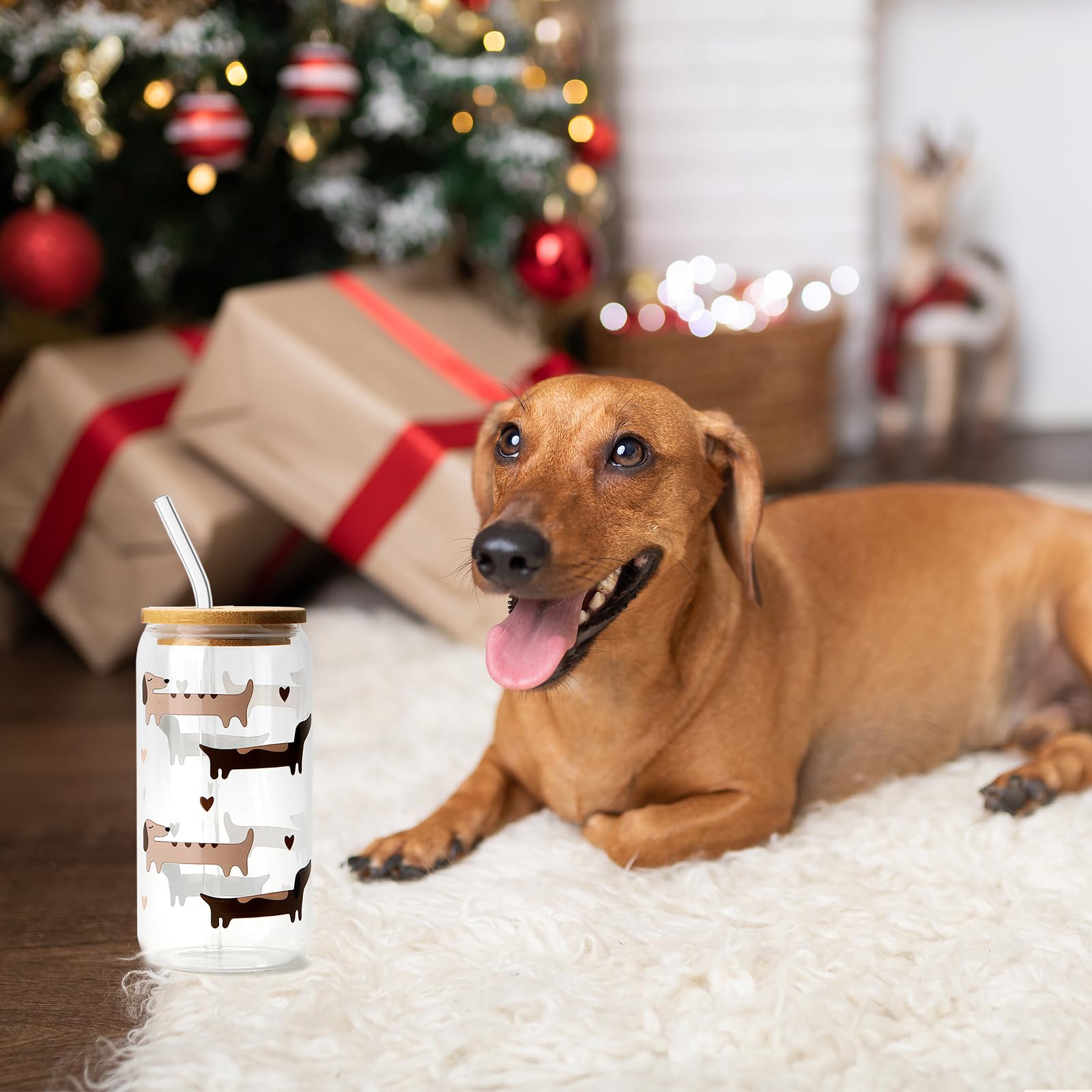 Gobelet Teckel Patte Marron Tasse à Café Isotherme Récipient à Boissons Mug De Voyage Avec Paille