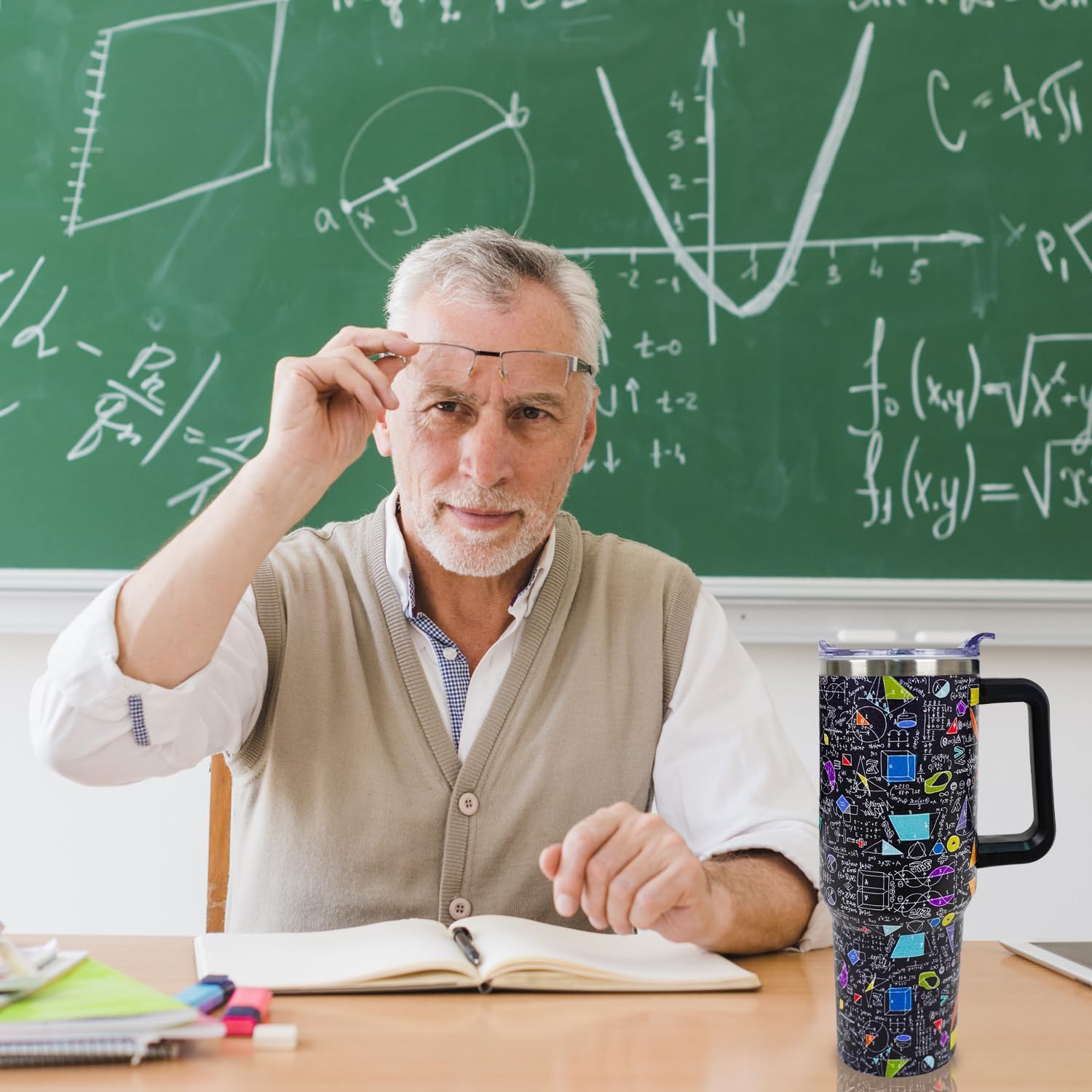 Math Tumbler - 40Oz Stainless Steel Insulated Water Bottle with Lid and Straw - Christmas Teacher Gift - Image 6