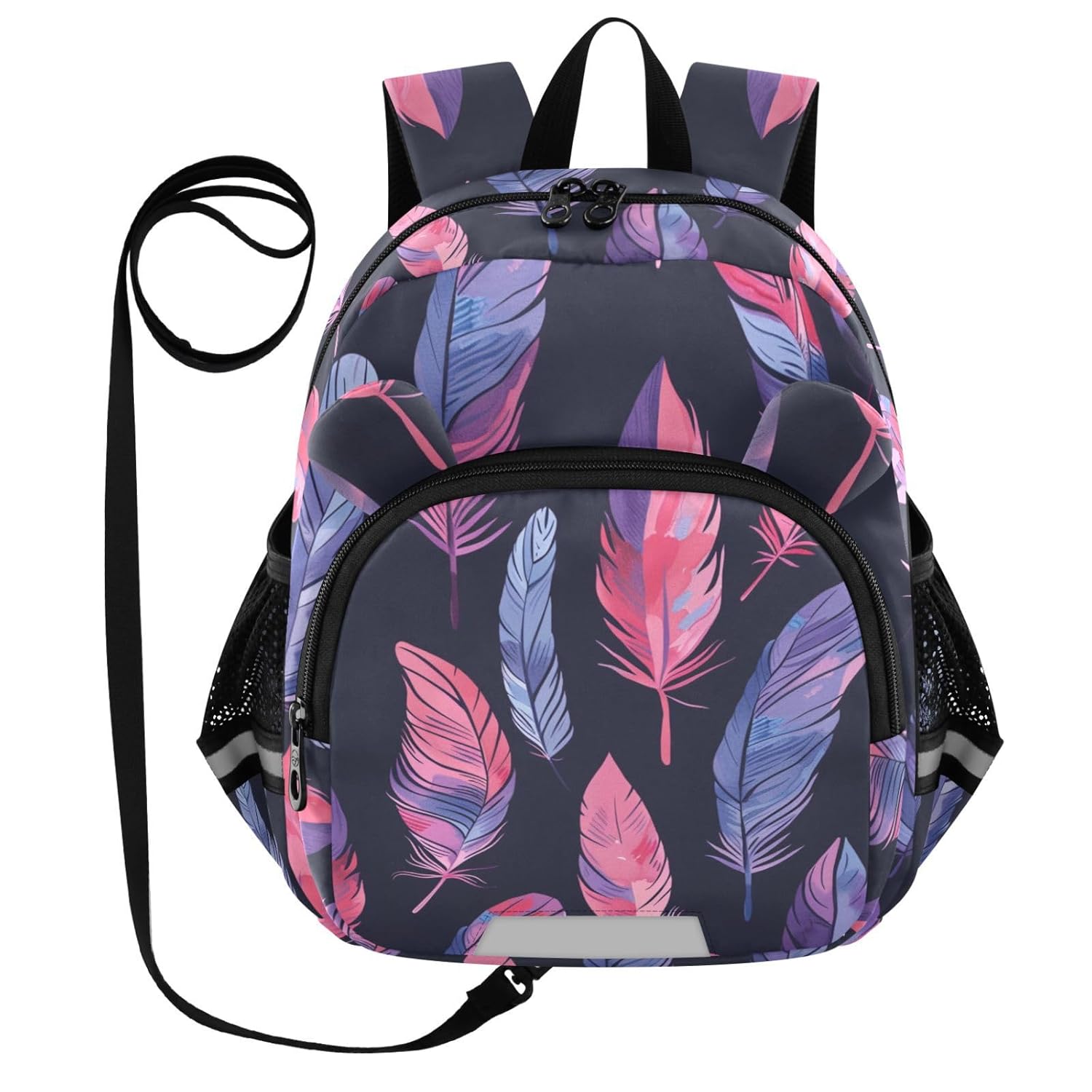 Watercolor Feather Toddler Harness Backpack for Boys Girls 3-6 Years Kids Backpack with Anti Lost Safety Leash Baby Travel Bag for Walking Travel Preschool