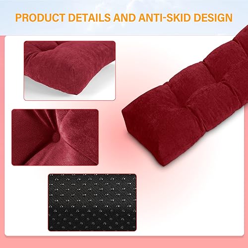 Miniatura 3 de Detiblue Cojín de banco largo para interiores para muebles de patio, cojines perfectos para muebles de interior y bancos (45 x 16 pulgadas, color