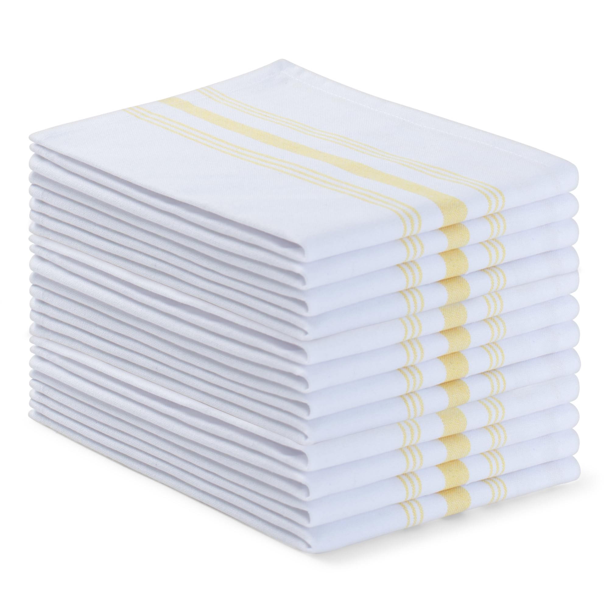 Blue Needles Servietten mit französischen Streifen, 12 Stück, 100 % Baumwolle, 45,7 x 45,7 cm, saugfähig, weich, wiederverwendbar und waschbar, Hotelqualität, perfekt für den täglichen Gebrauch, Gelb