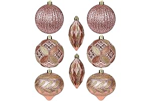 8PCS 4"Rose Gold Christmas Ornaments Shatterproof