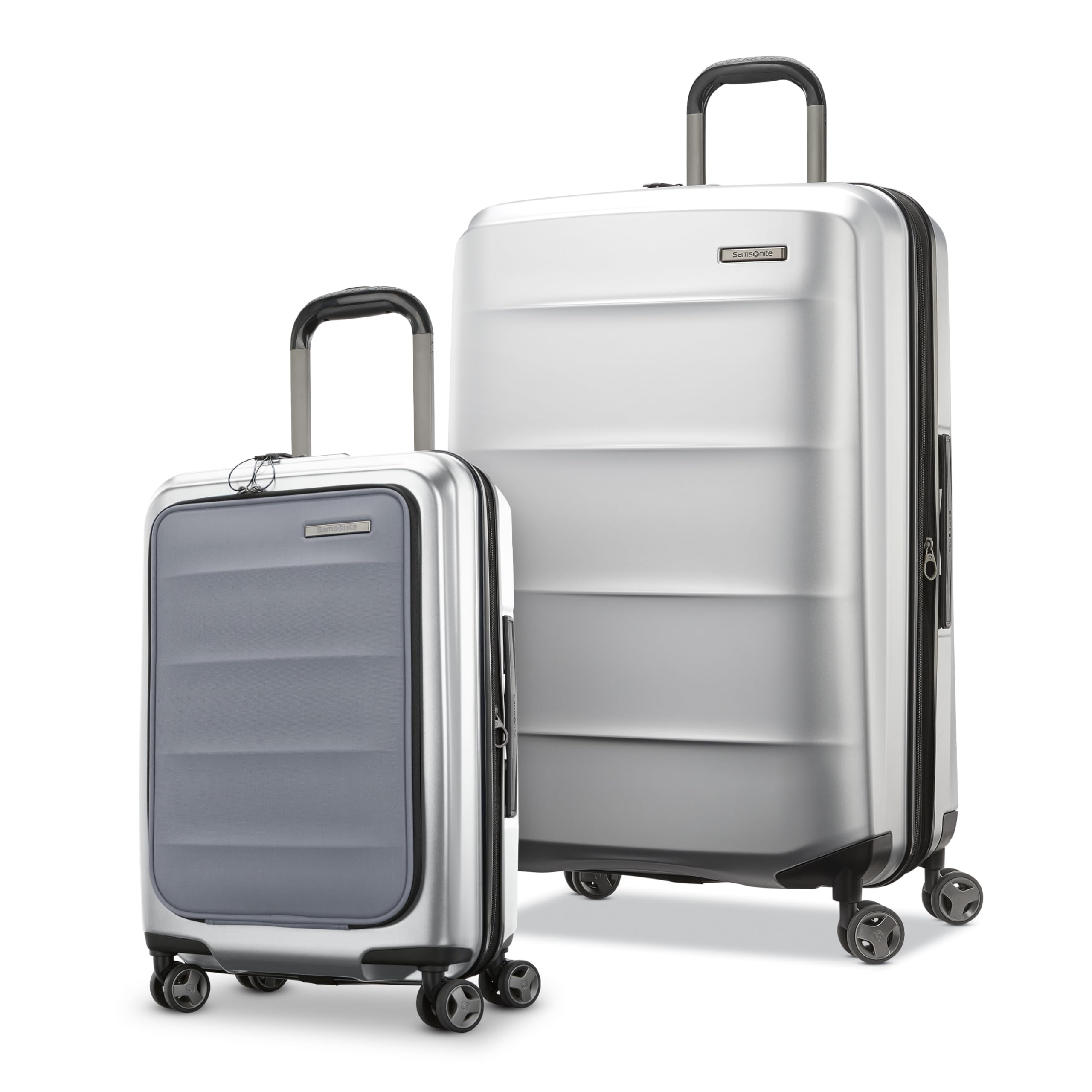 Samsonite2 Piece Luggage Set with 21/28” Hardside Lightweight Octiv (Carry-On Pro with Front Pocket & Large Checked) Expandable, Four Spinner Wheels, Adjustable Handle, TSA Approved Lock - Silver