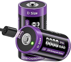 Mspalocell USB-C Mono D Lithium Batteries 1.5V 8800mAh LR20 Rechargeable D Battery, 1500+ Cycles LSD/Low Self-Discharge, Type-C Charging, 2-Pack