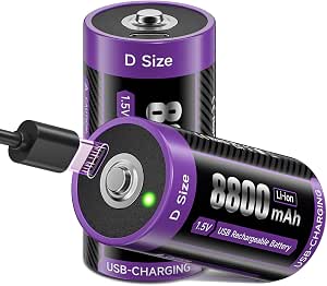Lot De 6 Piles D Rechargeables USB-C - 8800 MAh, Faible Autodécharge, +1500 Cycles, Avec Indicateur De Charge