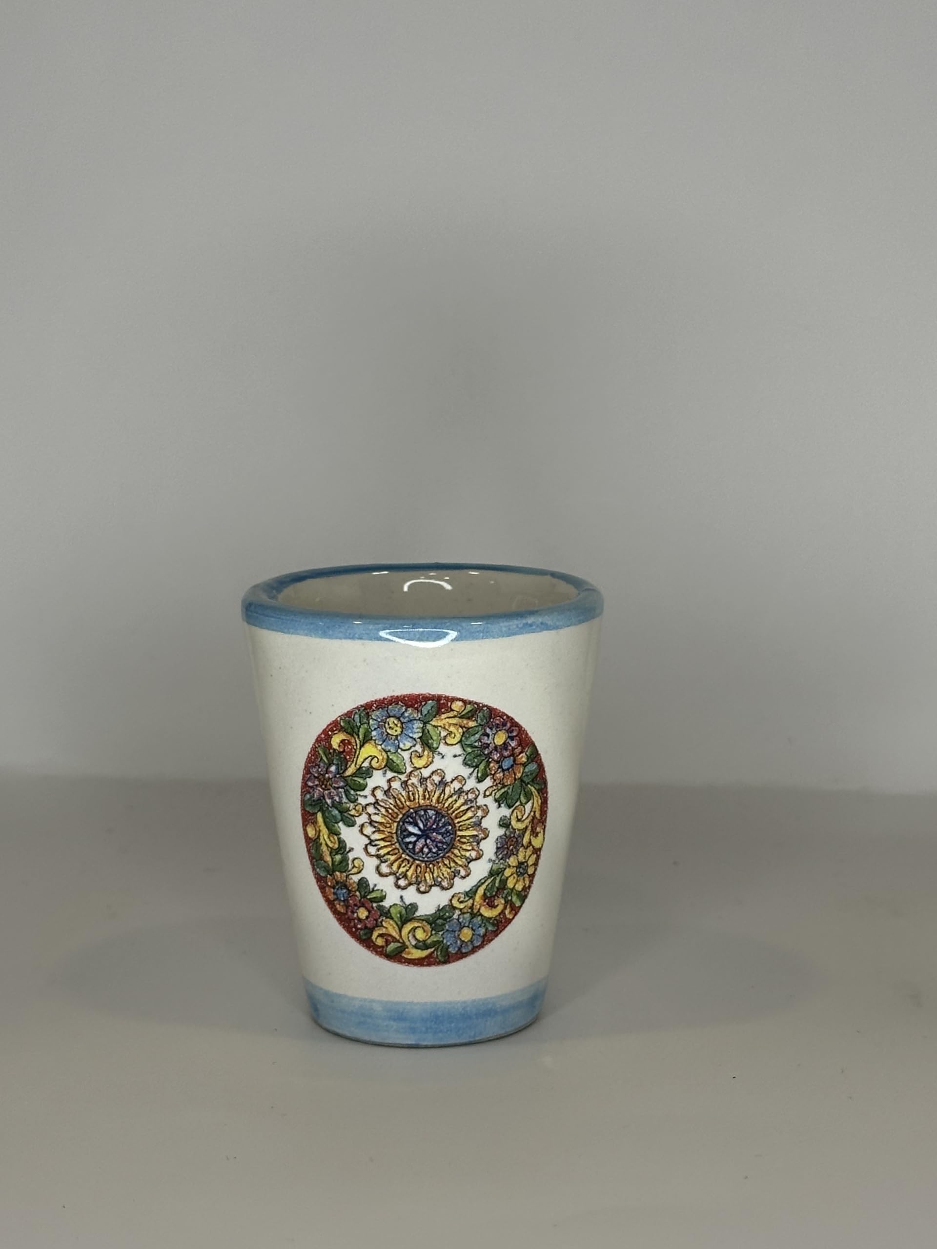 Generico Set de verres à liqueur en céramique artisanale italienne - Peints à la main - Idéal pour Limoncello, Amaro et Café - Décors faïence et citrons (6, majoliques)